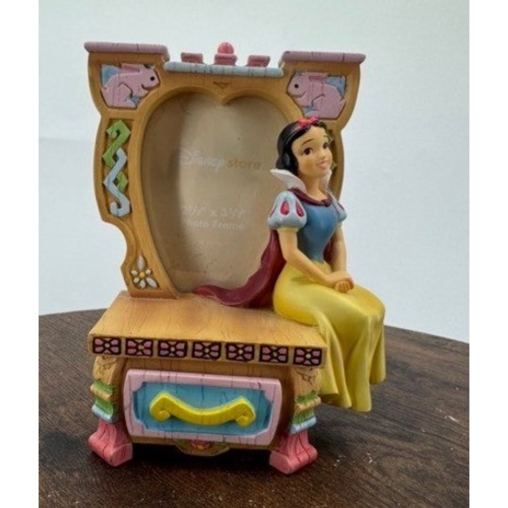 Vintage Disney Store Snow White Heart Vanity Photo Frame Trinket Drawer Whimsy